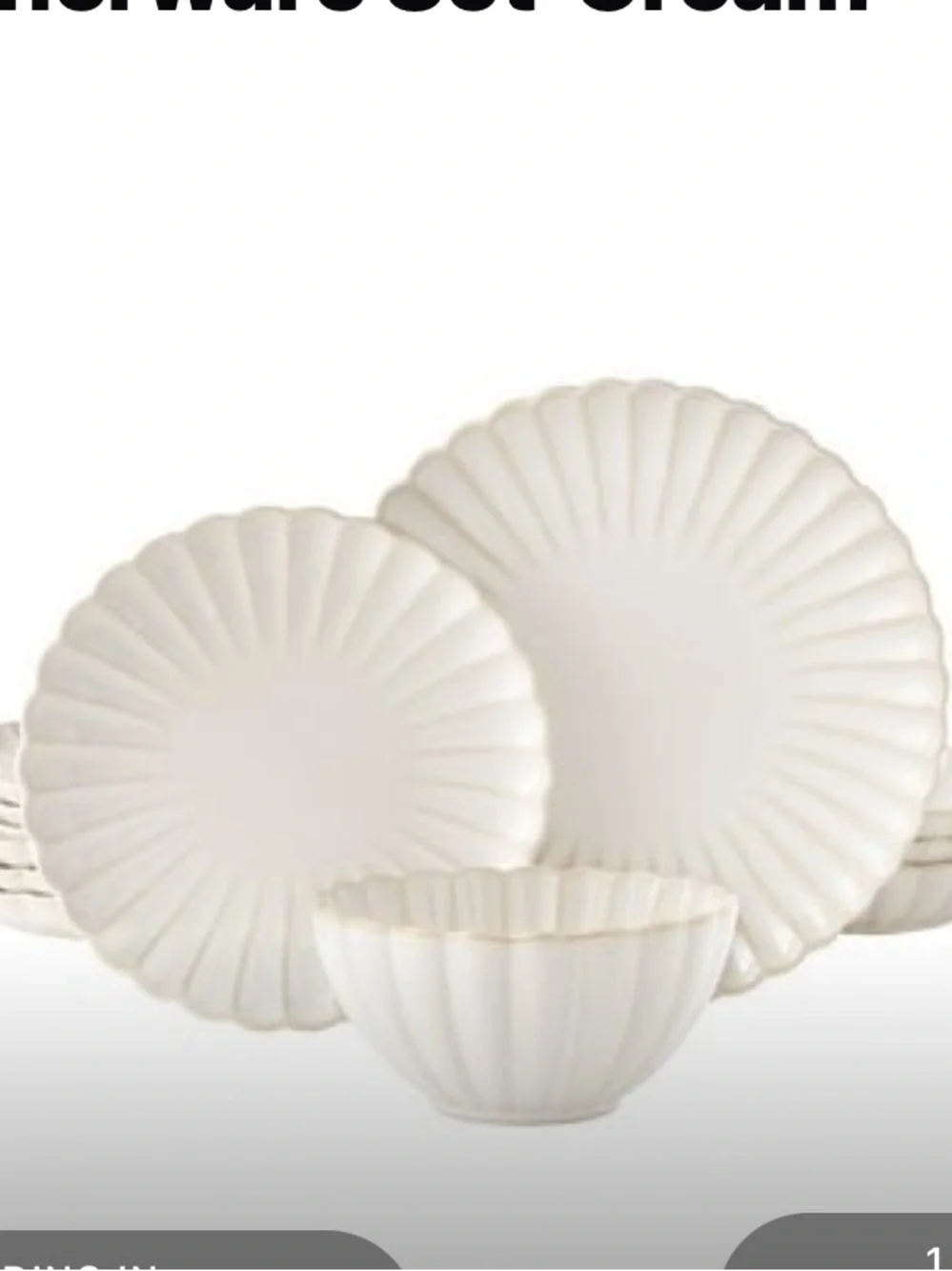 THE PIONEER WOMAN NWT 1z-piece scalloped stoneware Dinnerware Set -Cream